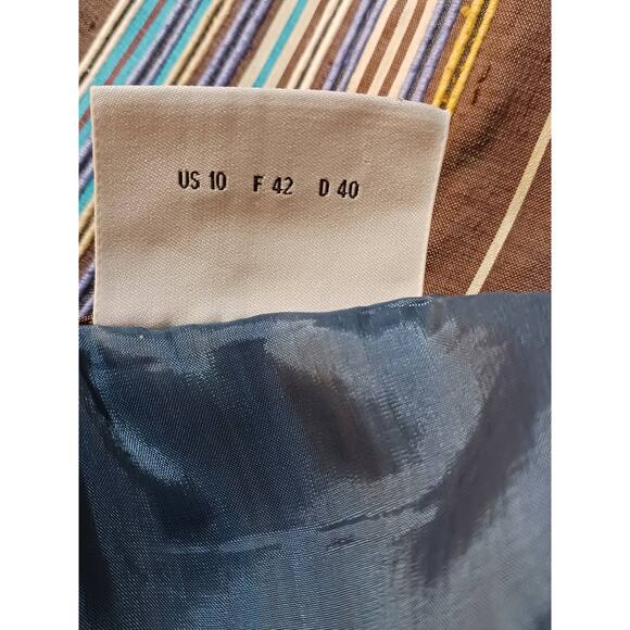 AKRIS PUNTO Colorful 100% Silk Skirt 10 Pleated Ruffle Striped‎ Event Career - Picture 12 of 16